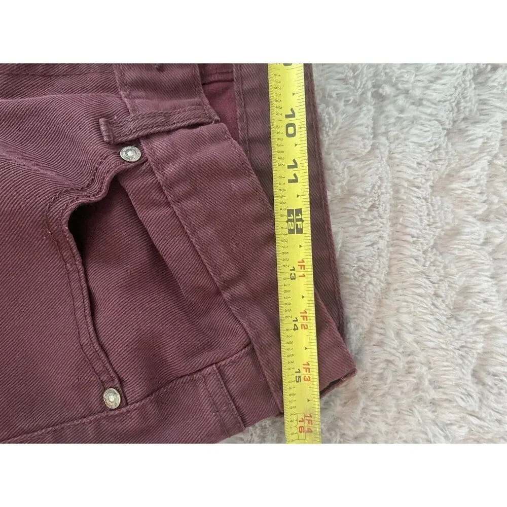 DNM Collection Moto Biker Pants Men’s 32 Burgundy Slim Fit Stretch Jeans